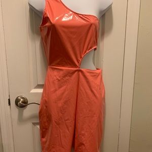 Fashion Nova Latex Orange Romper